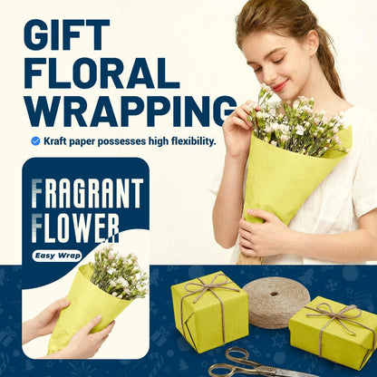 Lemon Yellow Kraft Paper Roll 48" x 2,160" (180') for Gift Wrapping Bouquet Flower Art Painting Craft Writing Packaging Shipping 80GSM 55LB (Lemon Yellow, 48" x 180')