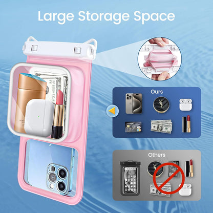 [Floatable Floating Waterproof Phone Pouch 2 Pack-Up to 8.5", Large Space Adjustable Neck Lanyard Waterproof Phone Case, Phone Dry Bags for Vacation Beach Pool Kayak Cruise Travel Essentials