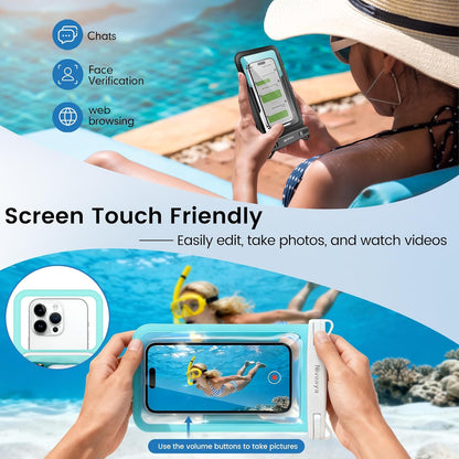 [Floatable Floating Waterproof Phone Pouch 2 Pack-Up to 8.5", Large Space Adjustable Neck Lanyard Waterproof Phone Case, Phone Dry Bags for Vacation Beach Pool Kayak Cruise Travel Essentials