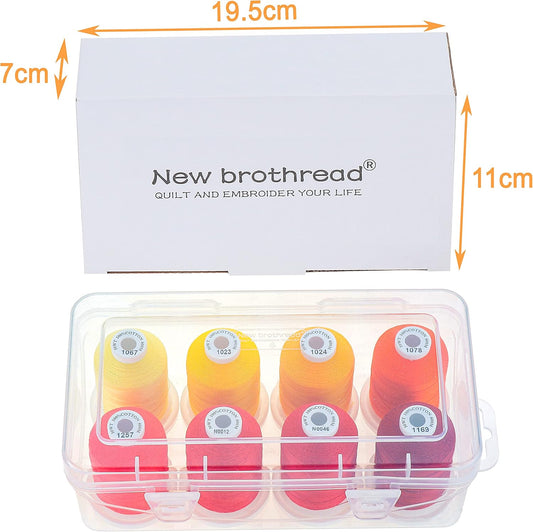 100% Mercerized Cotton Threads with Box - 8xSunrise | Multi-Purpose, Thread Weight 50S/3, 600M(660Y) Each Spool, Used for Quilting, Serger, Sewing and Embroidery
