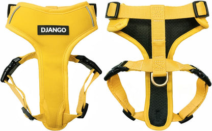 Adventure Dog Harness - Stylish Medium Dog Harness for Outdoor Adventures and Everyday Wear - Dandelion Yellow Neoprene Adjustable Harness for Dogs with Reflective Piping and Solid Brass D-ring