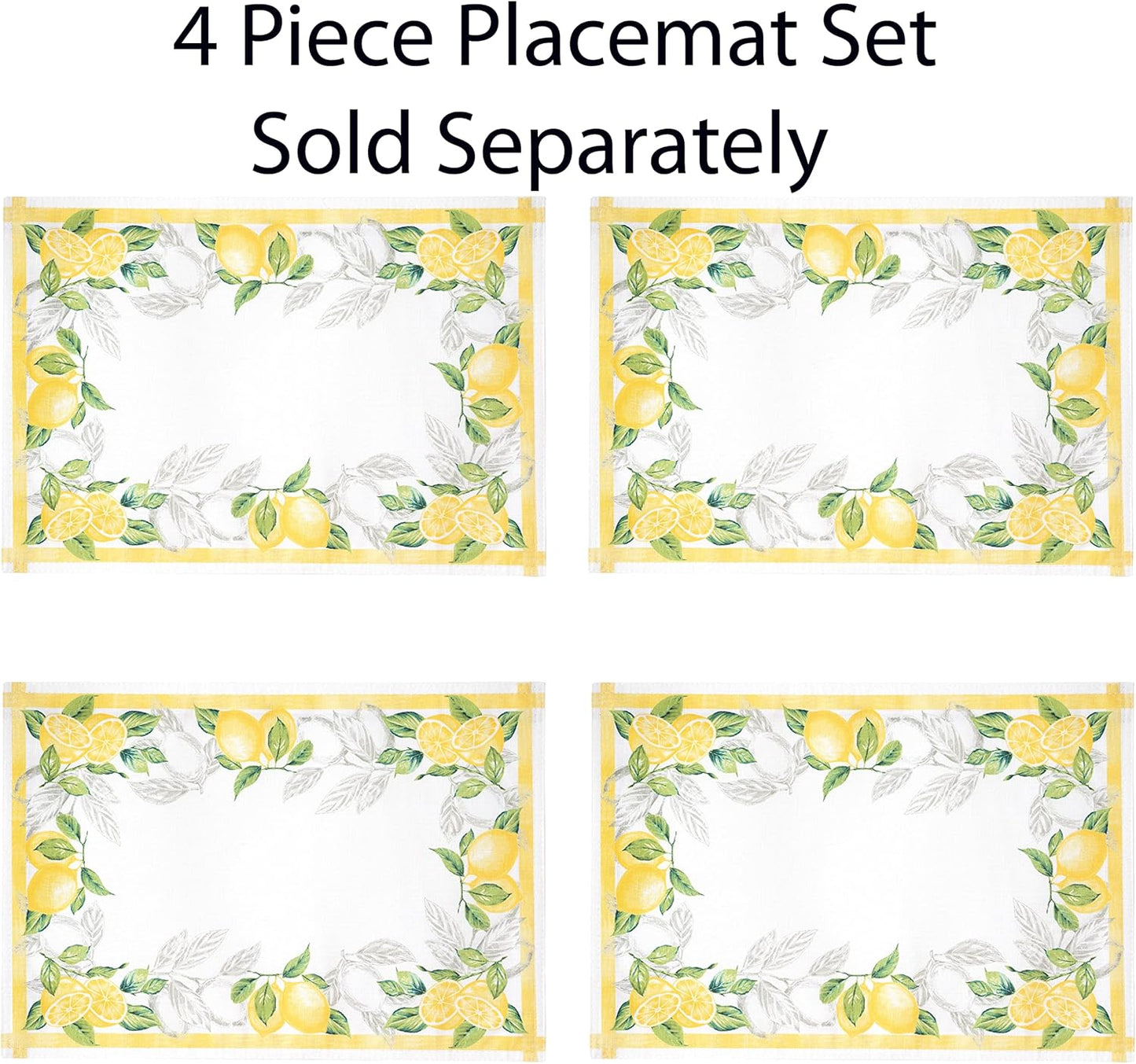 Newbridge Square Fabric Napkins, Set of 8 Napkins, Lemon Orchard, Indoor/Outdoor Stain Resistant No-Iron Fabric Napkins, Fresh Lemon and Citrus Leaf