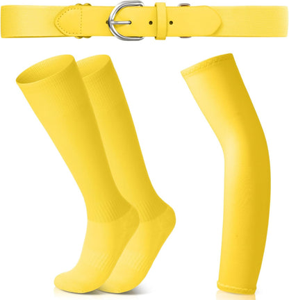 1 Pair of Youth Softball Baseball Socks Baseball Belt and Arm Sleeve Combo for Men Boy Girl Football Sports Gift Set