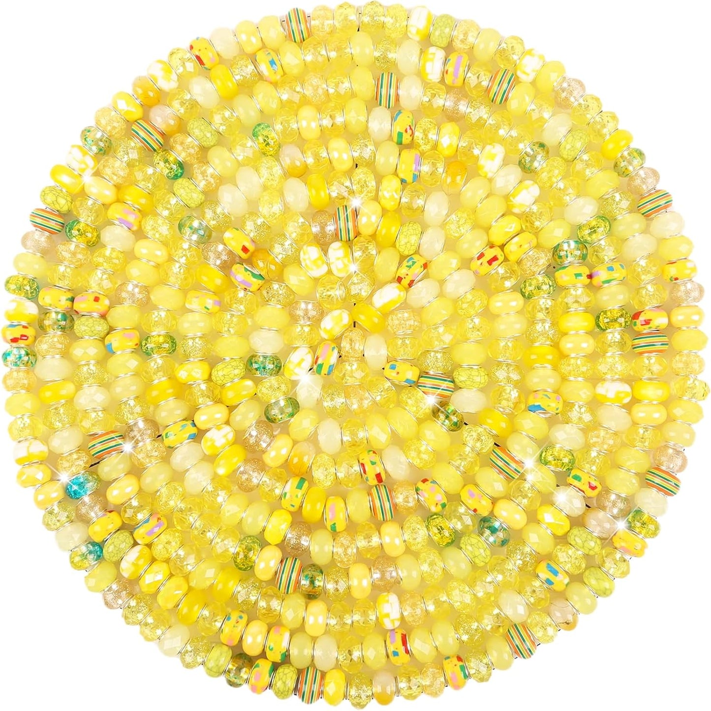 60Pcs Large Hole Beads Spacer Beads Yellow Assorted European Craft Big Beads Large Hole Lampwork Murano Bead Fairy Wand Garden Bead for DIY Charm Bracelet Necklace Jewelry Making Decoration Supplies