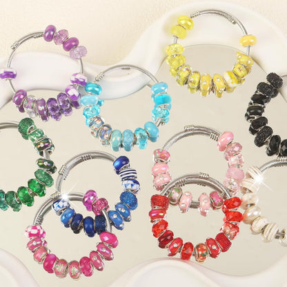 60Pcs Large Hole Beads Spacer Beads Yellow Assorted European Craft Big Beads Large Hole Lampwork Murano Bead Fairy Wand Garden Bead for DIY Charm Bracelet Necklace Jewelry Making Decoration Supplies