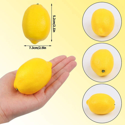 30PCS Artificial Yellow Lemon,Realistic Fake Lemon Faux Fruit Decor for Kitchen Table Decoration Photography Prop