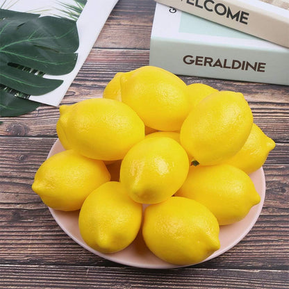 30PCS Artificial Yellow Lemon,Realistic Fake Lemon Faux Fruit Decor for Kitchen Table Decoration Photography Prop