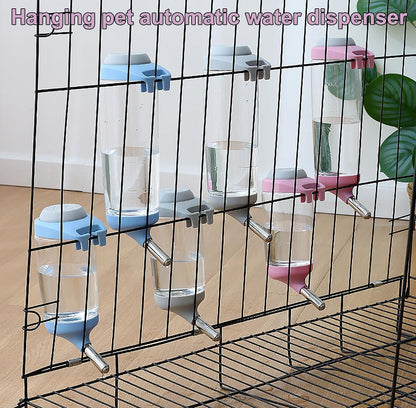 Dog Crate Water Bottle - 12 oz No Drip Kennel Pet Water Dispenser, Easy-to-Use Cage Water Bottle for Dogs, Cats, Small Animals, 350ML, Pink