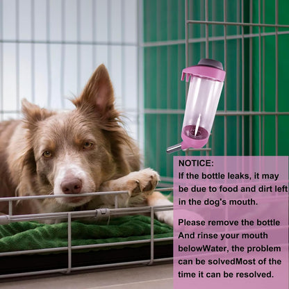 Dog Crate Water Bottle - 12 oz No Drip Kennel Pet Water Dispenser, Easy-to-Use Cage Water Bottle for Dogs, Cats, Small Animals, 350ML, Pink