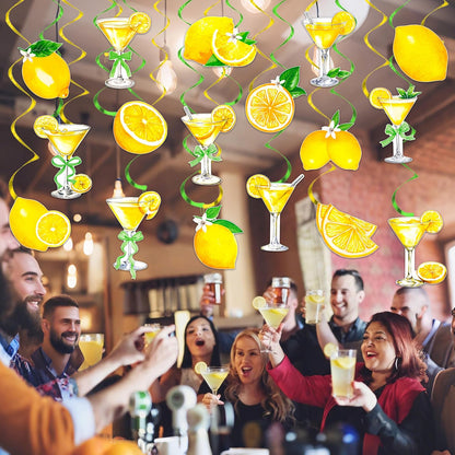 Lemon Martini Hanging Swirls Just a Drop Older Party Decorations 22Pcs Lemon Drop Martini Ceiling Streamers Decorations Cocktail Themed Swirls Decor for Women Bachelorette Bridal Shower Supplies