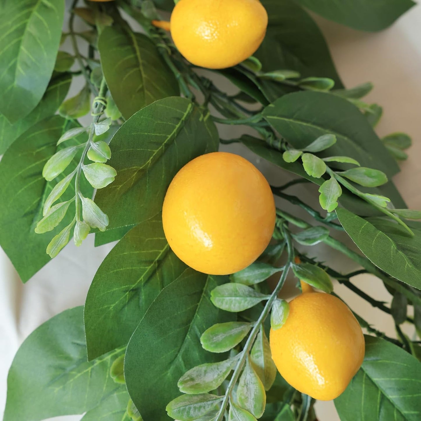 Artificial Lemon Garland 6FT Fake Fruit Lemons Garland Hanging Vines with Green Leaves Greenery Decorations for Kitchen Table Centerpieces Room Wall Party Wedding Birthday Decor (Lemon)