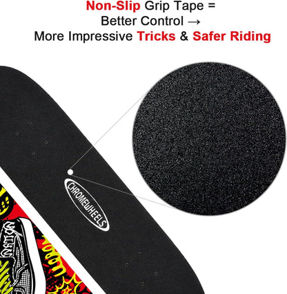 31 inch Skateboard Double Kick Skate Board Cruiser Longboard 8 Layer Maple Deck Skateboards for Kids and Beginners
