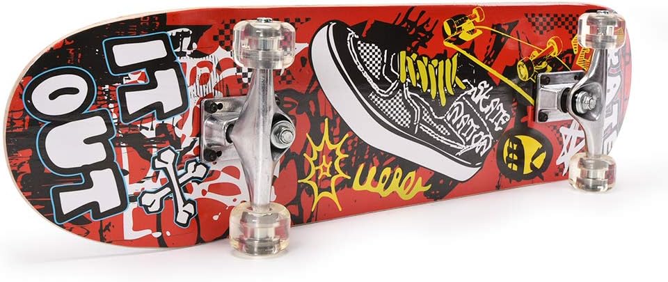 31 inch Skateboard Double Kick Skate Board Cruiser Longboard 8 Layer Maple Deck Skateboards for Kids and Beginners