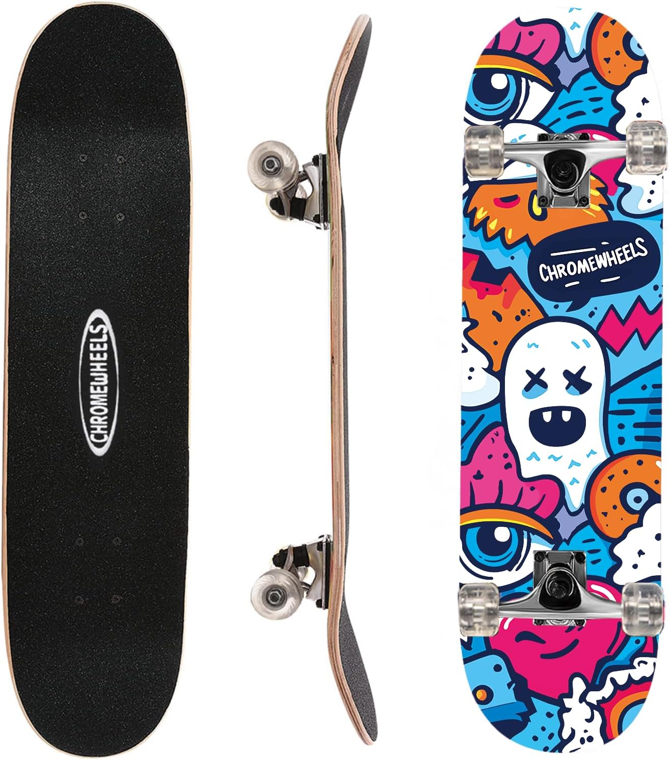 31 inch Skateboard Double Kick Skate Board Cruiser Longboard 8 Layer Maple Deck Skateboards for Kids and Beginners