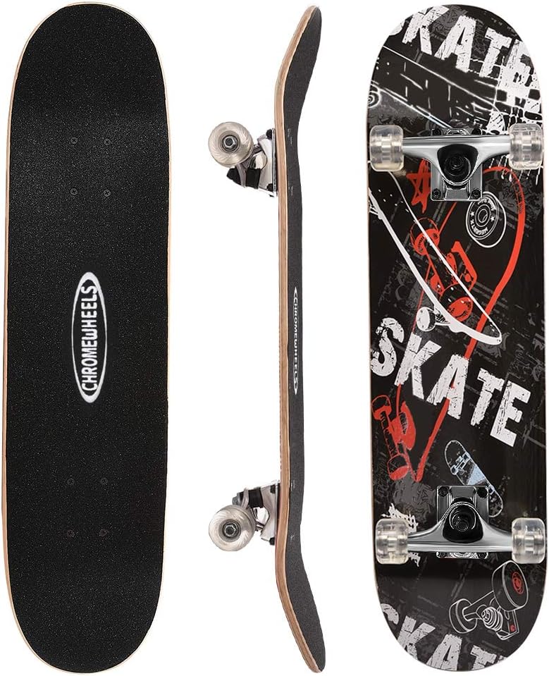 31 inch Skateboard Double Kick Skate Board Cruiser Longboard 8 Layer Maple Deck Skateboards for Kids and Beginners