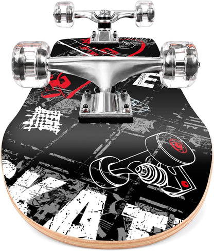 31 inch Skateboard Double Kick Skate Board Cruiser Longboard 8 Layer Maple Deck Skateboards for Kids and Beginners