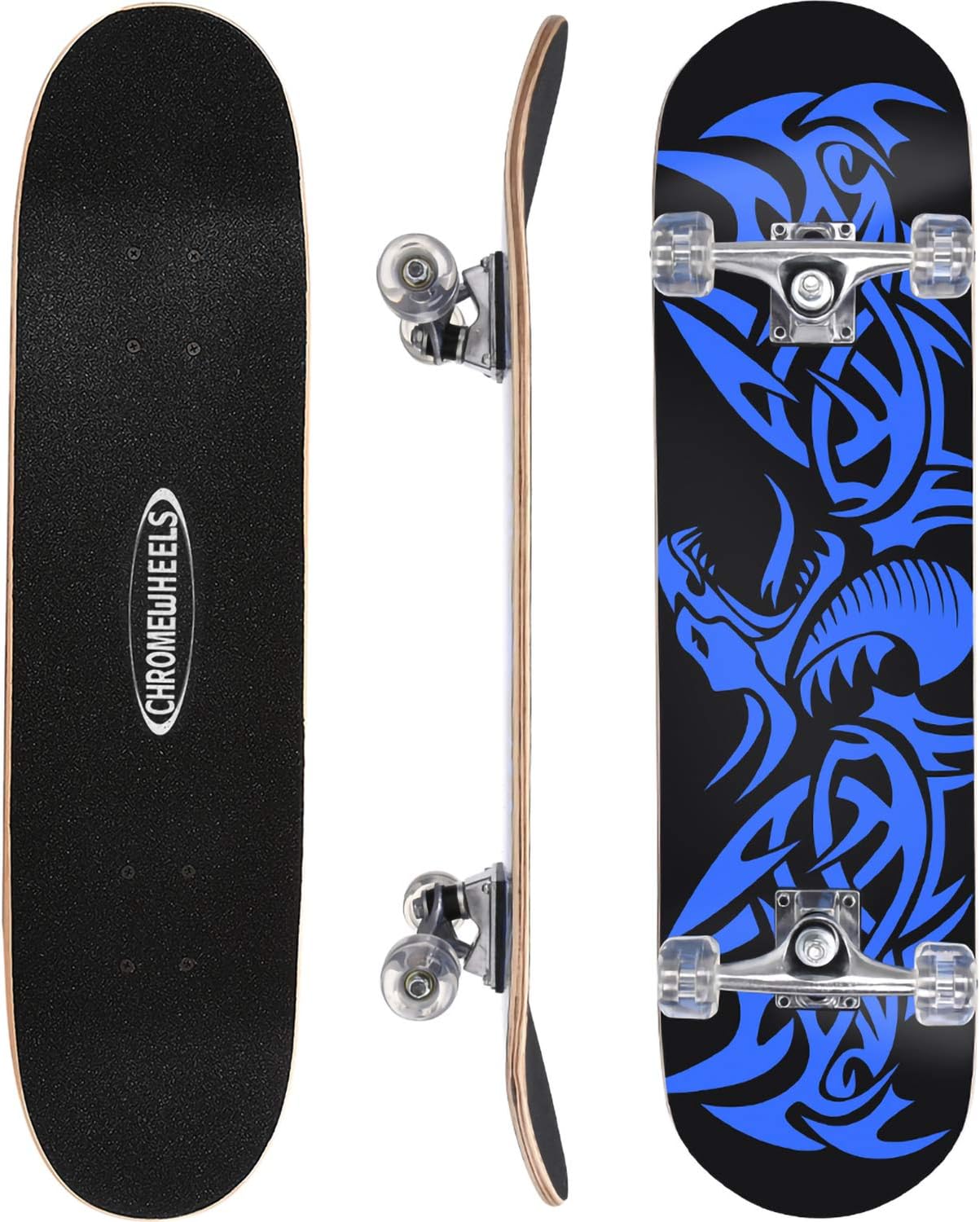 31 inch Skateboard Double Kick Skate Board Cruiser Longboard 8 Layer Maple Deck Skateboards for Kids and Beginners