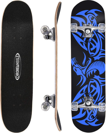 31 inch Skateboard Double Kick Skate Board Cruiser Longboard 8 Layer Maple Deck Skateboards for Kids and Beginners