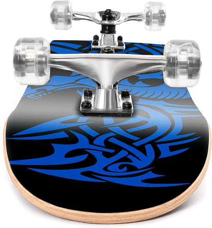 31 inch Skateboard Double Kick Skate Board Cruiser Longboard 8 Layer Maple Deck Skateboards for Kids and Beginners