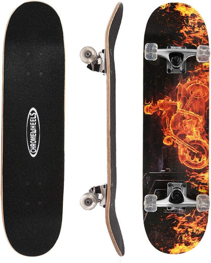 31 inch Skateboard Double Kick Skate Board Cruiser Longboard 8 Layer Maple Deck Skateboards for Kids and Beginners