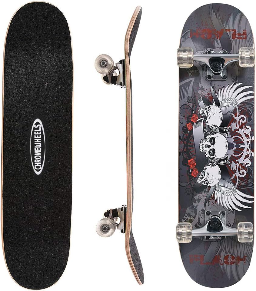 31 inch Skateboard Double Kick Skate Board Cruiser Longboard 8 Layer Maple Deck Skateboards for Kids and Beginners