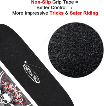 31 inch Skateboard Double Kick Skate Board Cruiser Longboard 8 Layer Maple Deck Skateboards for Kids and Beginners
