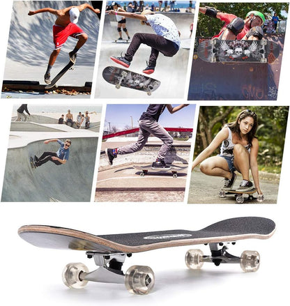31 inch Skateboard Double Kick Skate Board Cruiser Longboard 8 Layer Maple Deck Skateboards for Kids and Beginners