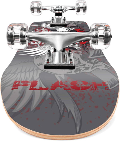 31 inch Skateboard Double Kick Skate Board Cruiser Longboard 8 Layer Maple Deck Skateboards for Kids and Beginners