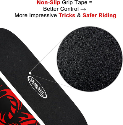 31 inch Skateboard Double Kick Skate Board Cruiser Longboard 8 Layer Maple Deck Skateboards for Kids and Beginners