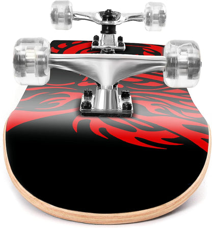 31 inch Skateboard Double Kick Skate Board Cruiser Longboard 8 Layer Maple Deck Skateboards for Kids and Beginners