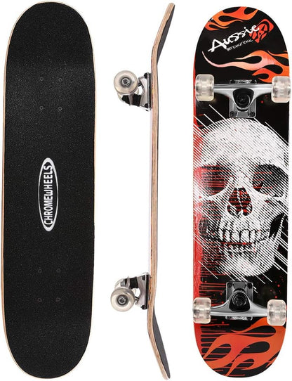 31 inch Skateboard Double Kick Skate Board Cruiser Longboard 8 Layer Maple Deck Skateboards for Kids and Beginners