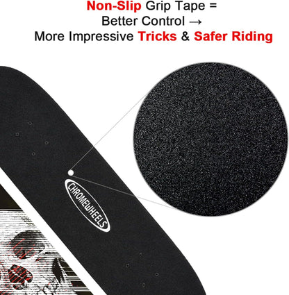 31 inch Skateboard Double Kick Skate Board Cruiser Longboard 8 Layer Maple Deck Skateboards for Kids and Beginners