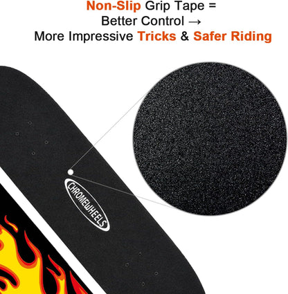 31 inch Skateboard Double Kick Skate Board Cruiser Longboard 8 Layer Maple Deck Skateboards for Kids and Beginners