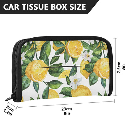 Yellow Lemon Car Tissue Holder, Car Tissue Box Sun Visor Napkin Holder Rectangular Car Mask Dispenser Vehicle Tissue Box for Universal Auto