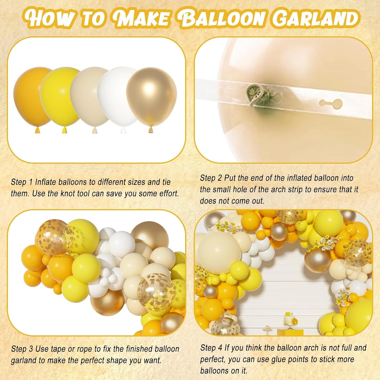 Yellow Gold Balloons Arch Garland Kit 18 12 10 5Inch | Different Sizes Mustard Pastel Yellow White Latex Metal Confetti Balloon for Sunflower Bee Baby Shower Birthday Party Decors