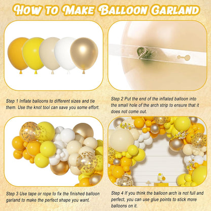 Yellow Gold Balloons Arch Garland Kit 18 12 10 5Inch | Different Sizes Mustard Pastel Yellow White Latex Metal Confetti Balloon for Sunflower Bee Baby Shower Birthday Party Decors