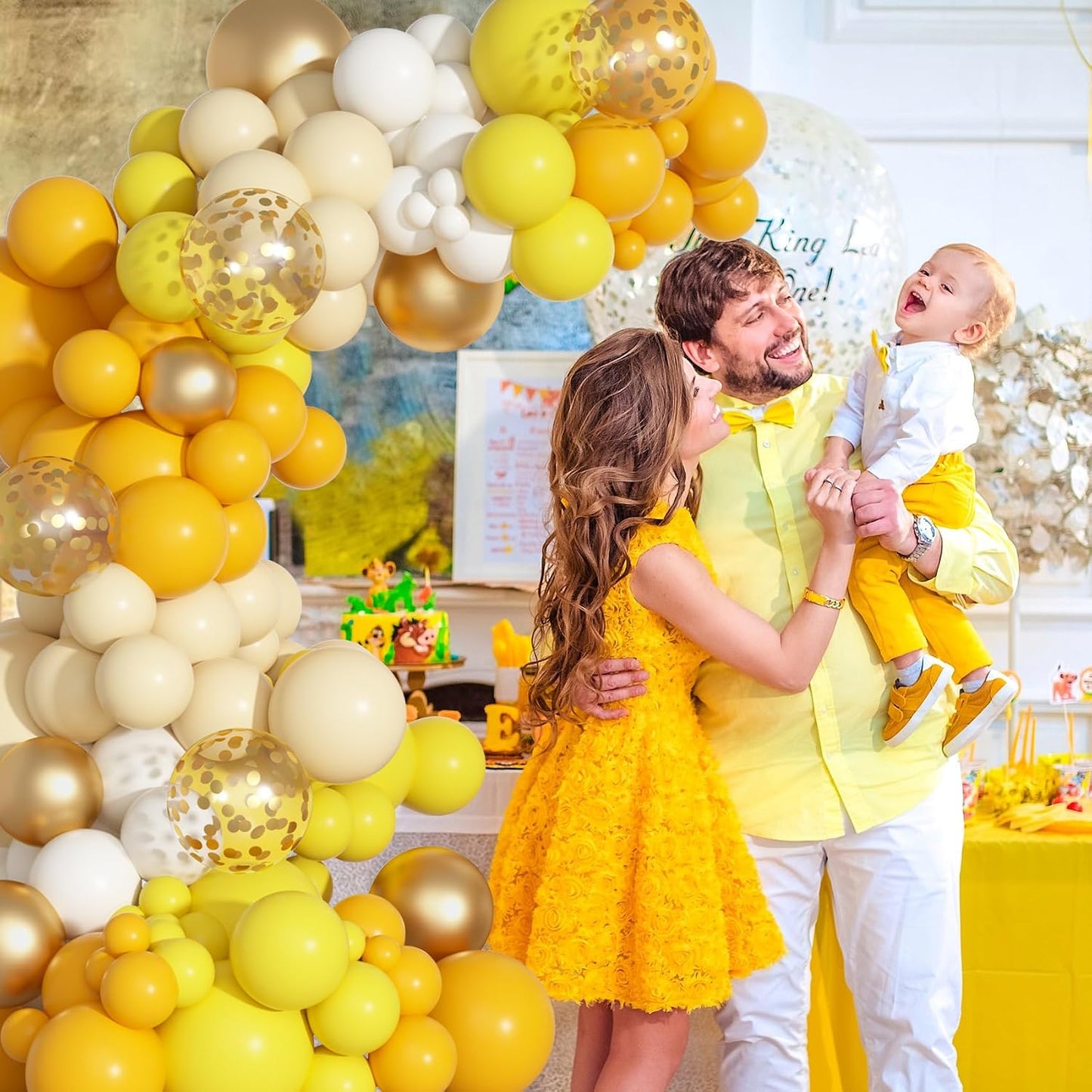 Yellow Gold Balloons Arch Garland Kit 18 12 10 5Inch | Different Sizes Mustard Pastel Yellow White Latex Metal Confetti Balloon for Sunflower Bee Baby Shower Birthday Party Decors