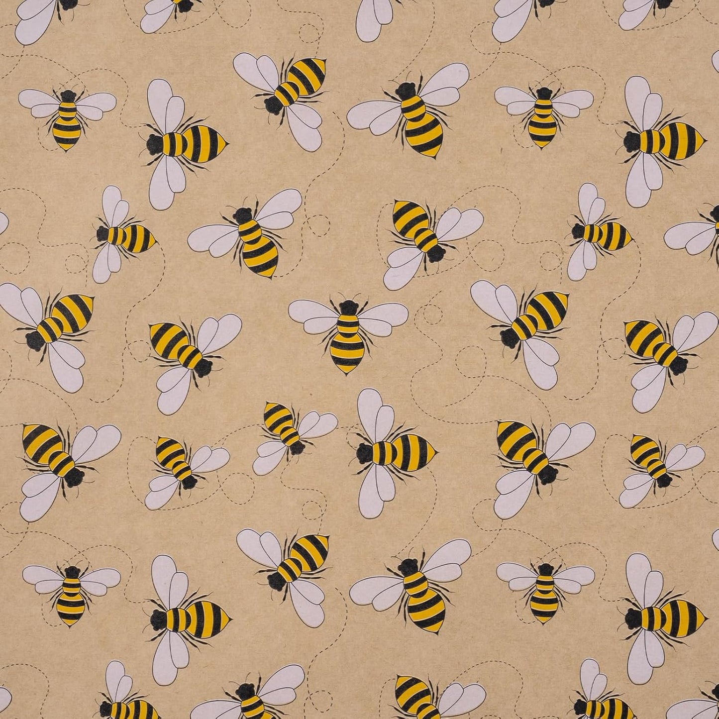 Bee Wrapping Paper Roll, Mini Roll, Honey Bee Design Kraft Gift Wrap Paper Great for Birthday, Party, Holiday, Baby Shower, 17 Inches X 16.4 Feet