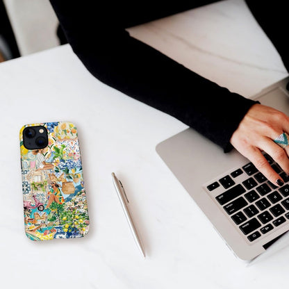 Case Compatible with iPhone 15 Plus,Durable Shock Protection Cover for Girl Women,Coastal Boho Lemon Collage