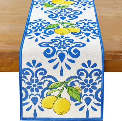 Lemon Table Runner Summer Blue Table Runners 13x72 Inches Long Table Runner for Home Kitchen Dining Table Decor