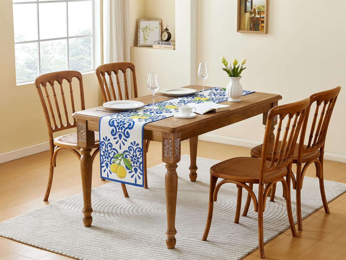 Lemon Table Runner Summer Blue Table Runners 13x72 Inches Long Table Runner for Home Kitchen Dining Table Decor