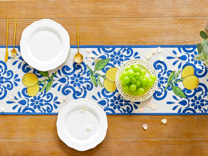 Lemon Table Runner Summer Blue Table Runners 13x72 Inches Long Table Runner for Home Kitchen Dining Table Decor