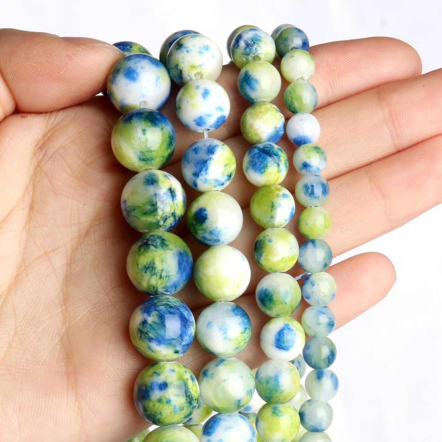 45pcs Yellow Persian Jade Energy Healing Beads for Bracelet，8mm Round Bulk Gemstone Beads for Jewelry Making Bracelet Necklace Earring DIY