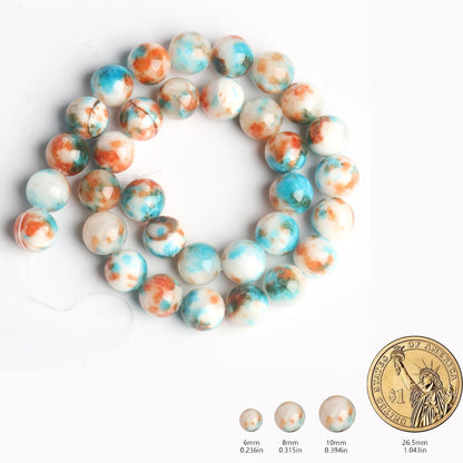 45pcs Yellow Persian Jade Energy Healing Beads for Bracelet，8mm Round Bulk Gemstone Beads for Jewelry Making Bracelet Necklace Earring DIY