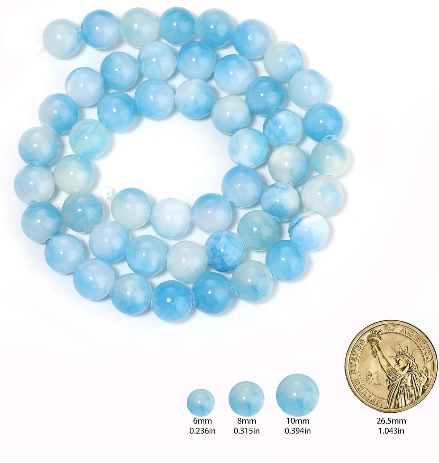 45pcs Yellow Persian Jade Energy Healing Beads for Bracelet，8mm Round Bulk Gemstone Beads for Jewelry Making Bracelet Necklace Earring DIY