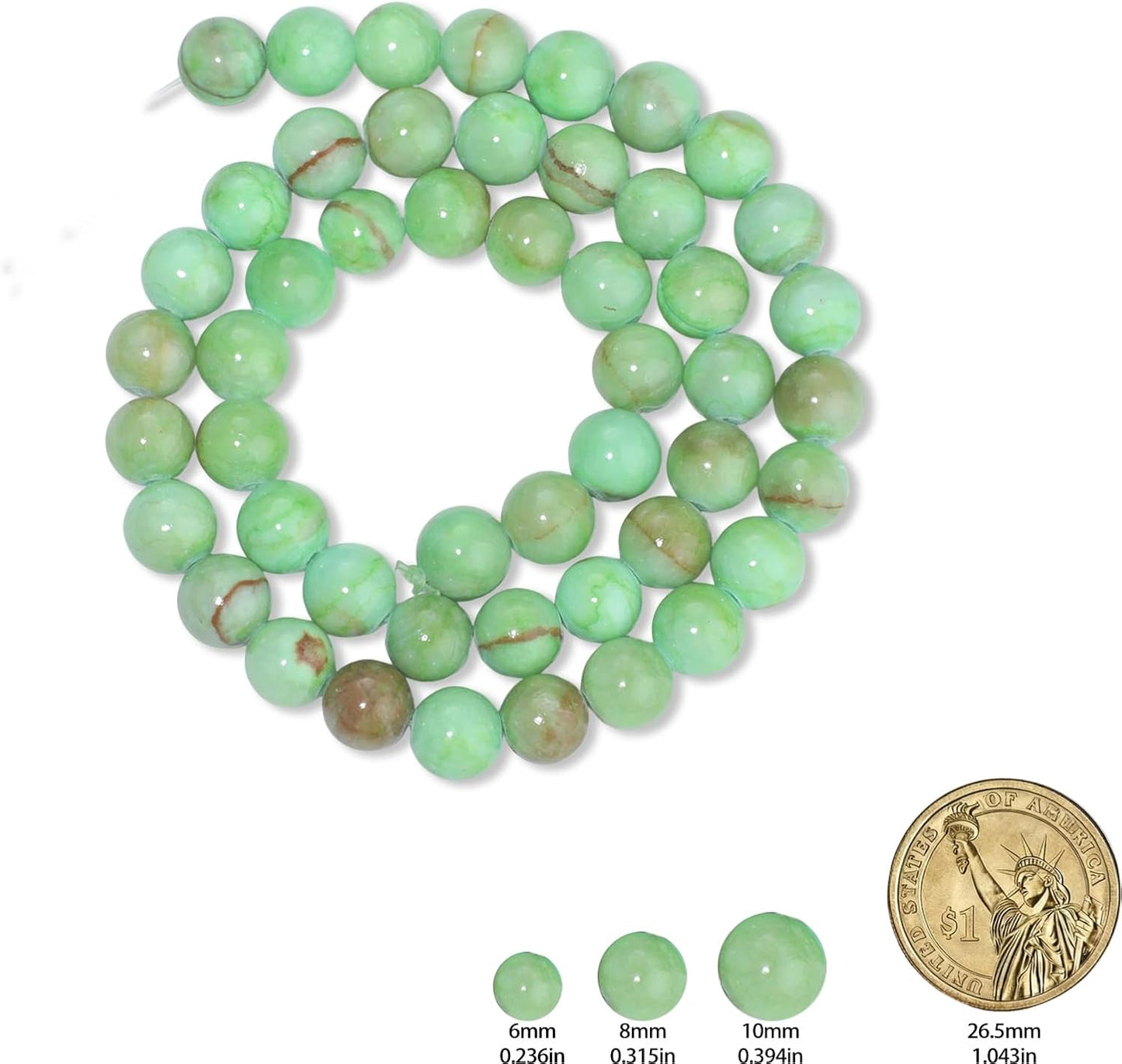 45pcs Yellow Persian Jade Energy Healing Beads for Bracelet，8mm Round Bulk Gemstone Beads for Jewelry Making Bracelet Necklace Earring DIY