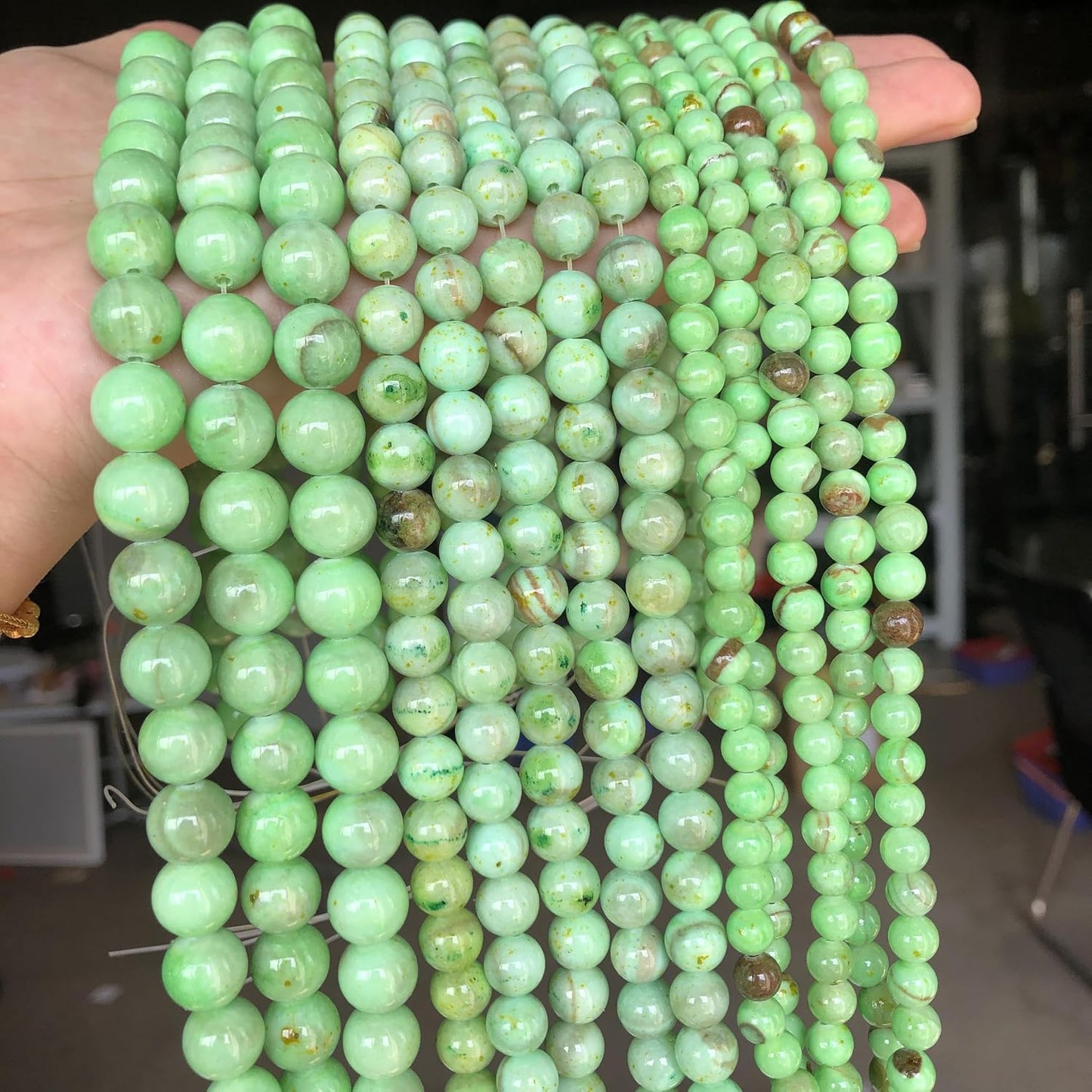 45pcs Yellow Persian Jade Energy Healing Beads for Bracelet，8mm Round Bulk Gemstone Beads for Jewelry Making Bracelet Necklace Earring DIY