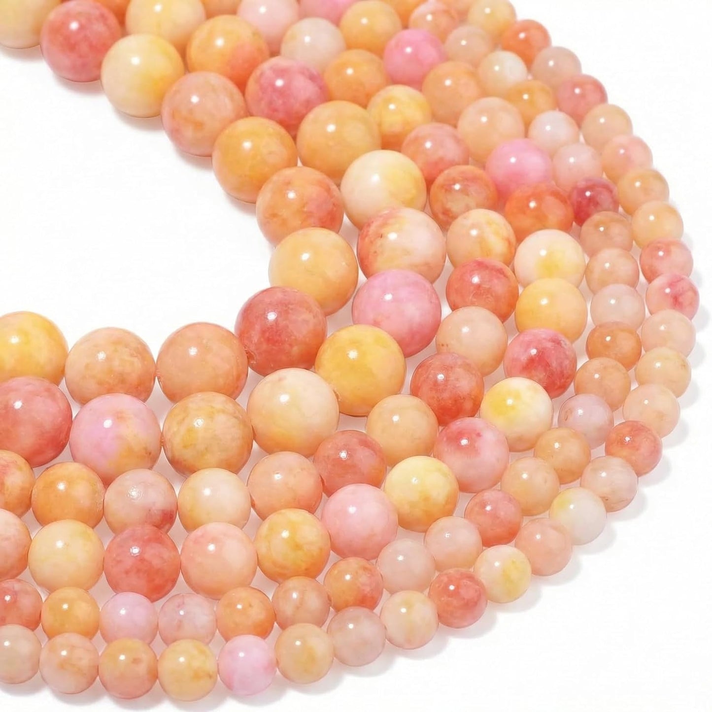 45pcs Yellow Persian Jade Energy Healing Beads for Bracelet，8mm Round Bulk Gemstone Beads for Jewelry Making Bracelet Necklace Earring DIY