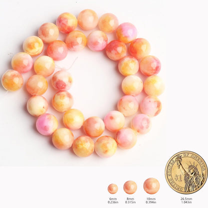 45pcs Yellow Persian Jade Energy Healing Beads for Bracelet，8mm Round Bulk Gemstone Beads for Jewelry Making Bracelet Necklace Earring DIY