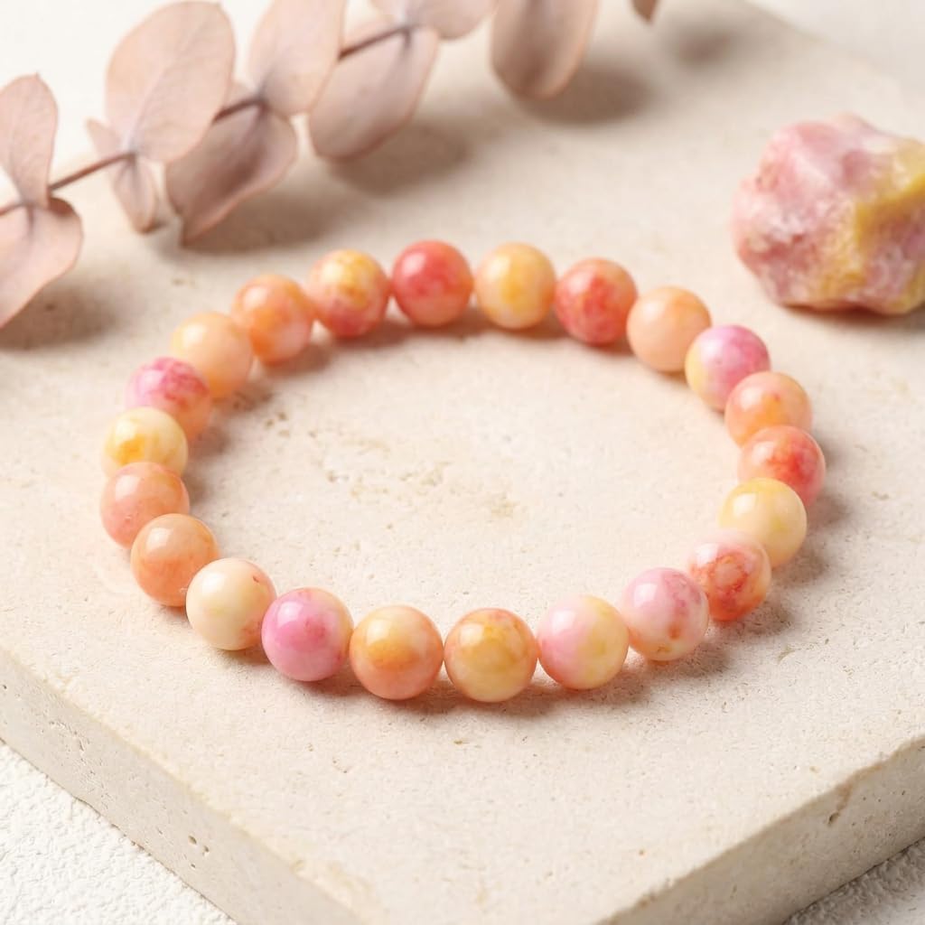 45pcs Yellow Persian Jade Energy Healing Beads for Bracelet，8mm Round Bulk Gemstone Beads for Jewelry Making Bracelet Necklace Earring DIY